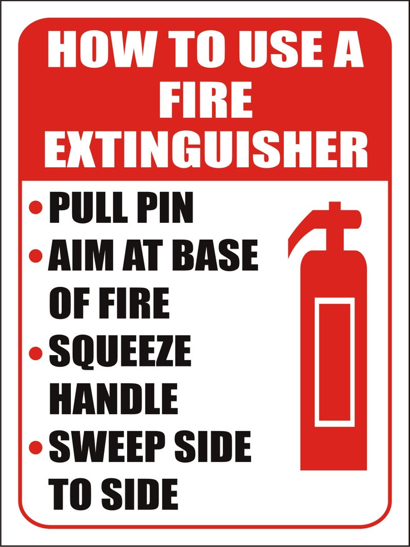 eSplanade How to use Fire Extinguisher Sign Sticker Decal - Easy to Mount Weather Resistant Long Lasting Ink (Size 12"x9") - Image 1